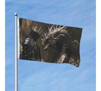 Drapeaux de jardin de 7,6 x 1,5 m pour l'extérieur - Drapeau médiéval chevalier et dragon double face pour chambre à coucher, intérieur - Drapeaux légers de cour et de bateau pour décorations