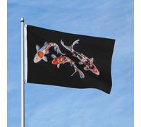 Drapeaux de jardin de 7,6 x 1,5 m pour l'extérieur - Trio de poissons koï tricolores, drapeau double face pour chambre à coucher, drapeaux de cour et de bateau légers pour décorations extérieures avec