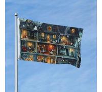 Drapeaux de jardin de 7,6 x 1,52 m pour l'extérieur - Drapeau effrayant double face pour maison de poupée d'Halloween pour chambre à coucher, intérieur - Drapeaux légers de cour et de bateau pour