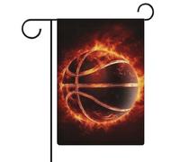 Drapeaux de jardin de basket-ball en feu de 30,5 x 45,7 cm double face pour l'extérieur, drapeau de cour d'été, drapeau floral de bienvenue, drapeaux de jardin, décorations saisonnières de cour de