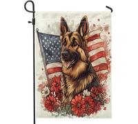 Drapeaux de jardin de berger allemand du 4 juillet 30,5 x 45,7 cm double face pour décoration extérieure, motif chien de l'indépendance, drapeau de maison, petit drapeau américain d'extérieur pour