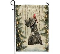 Drapeaux de jardin de chien dogue allemand de Noël 30,5 x 45,7 cm double face pour extérieur, motif cardinal enneigé de Noël, drapeaux de maison en toile standard, drapeaux de maison, drapeaux pour