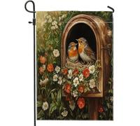 Drapeaux de jardin de ferme 30,5 x 45,7 cm double face pour extérieur, fleurs florales de campagne, nichoir standard, drapeaux de pelouse en toile de jute standard, pour décoration extérieure