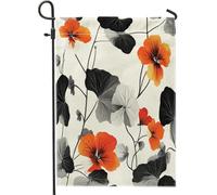 Drapeaux de jardin de fleurs de capucine de printemps 30,5 x 45,7 cm double face pour l'extérieur, plantes florales simples et mignonnes en toile verticale, drapeaux de maison, drapeaux botaniques