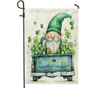 Drapeaux de jardin de la Saint-Patrick - 30,5 x 45,7 cm - Double face pour décoration extérieure, camion leprechaun trèfle - Drapeau en toile - Pour les vacances en plein air - Petit drapeau de