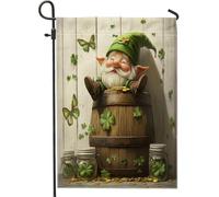 Drapeaux de jardin de la Saint-Patrick 30,5 x 45,7 cm double face pour décoration extérieure, motif trèfle leprechaun en toile, drapeau de maison, drapeau rustique pour les vacances en plein air