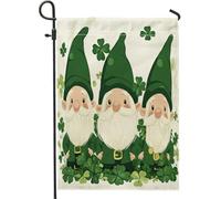 Drapeaux de jardin de la Saint-Patrick - 30,5 x 45,7 cm - Double face pour l'extérieur, trèfle léprechaun simple - Drapeaux verticaux standard en toile pour maison, vacances, devant cour, cour