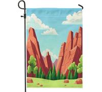 Drapeaux de jardin de montagne de dessin animé - 30,5 x 45,7 cm - Double face pour décoration extérieure - Joli drapeau amusant en toile - Forêt et nature - Pour maison, paysage, extérieur, petit