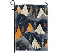 Drapeaux de jardin de montagne esthétiques rétro 30,5 x 45,7 cm pour extérieur, drapeaux verticaux abstraits, vintage standard, en lin pour maison, drapeau moderne et cool pour cour, pelouse