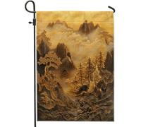 Drapeaux de jardin de montagne orientalisme asiatique, 30,5 x 45,7 cm, double face pour décoration extérieure, esthétique, pittoresque, petite toile de maison, drapeaux de maison en toile de jute pour
