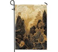 Drapeaux de jardin de montagne, orientalisme asiatique, 30,5 x 45,7 cm, double face pour extérieur, 3D, esthétique, scénique, standard, toile de jute standard, drapeau de pelouse, art chinois