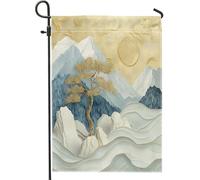Drapeaux de jardin de montagne, orientalisme asiatique, 30,5 x 45,7 cm, double face pour extérieur, pin japonais standard en toile de jute, drapeau de pelouse, décoration extérieure