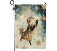 Drapeaux de jardin de Noël avec chats persans, 30,5 x 45,7 cm, double face pour décoration extérieure, motif flocons de neige de luxe, drapeau pour maison, animal de compagnie, petit drapeau de