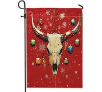 Drapeaux de jardin de Noël avec tête de mort de vache occidentale, 30,5 x 45,7 cm, double face pour décoration extérieure, motif sud-ouest, drapeau de maison, vacances, Nouvel An, petit drapeau de
