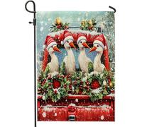 Drapeaux de jardin de Noël, cigognes, oiseaux, 30,5 x 45,7 cm, double face pour extérieur, camion enneigé, drapeaux de pelouse, drapeaux de pelouse, arrière-cour d'hiver, petits drapeaux de maison