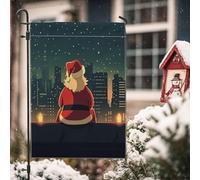 Drapeaux de jardin de Noël de 30,5 x 45,7 cm double face pour l'extérieur, motif horizon urbain de Noël, drapeaux de maison, vacances, Nouvel An, cour, cour, pelouse, drapeau