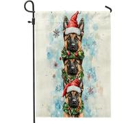 Drapeaux de jardin de Noël en forme de chien malinois belge, 30,5 x 45,7 cm, double face pour décoration extérieure, motif aquarelle amusant de Noël, drapeau de maison, pour animaux de compagnie