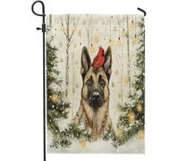 Drapeaux de jardin de Noël en forme de chien malinois belge, 30,5 x 45,7 cm, double face pour extérieur, motif cardinal enneigé, drapeaux de maison en toile standard, drapeaux de maison pour animaux