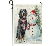 Drapeaux de jardin de Noël Terre-Neuve - 30,5 x 45,7 cm - Double face pour décoration extérieure - Motif bonhomme de neige - Arbre de Noël - Drapeau de maison pour animaux de compagnie - Petit drapeau