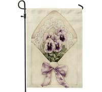 Drapeaux de jardin de pensée printanière, 30,5 x 45,7 cm, double face pour extérieur, enveloppes amusantes en toile de jute, drapeaux de pelouse, drapeaux floraux pour arrière-cour et petite maison