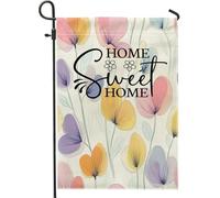 Drapeaux de jardin de pensées modernes 30,5 x 45,7 cm double face pour décoration extérieure, drapeau minimaliste en toile à fleurs sauvages, petit drapeau de pelouse