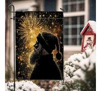 Drapeaux de jardin de Père Noël noirs de 30,5 x 45,7 cm double face pour l'extérieur, feux d'artifice de Noël afro-américains, drapeaux d'extérieur en toile standard, décoration de vacances heureuses