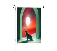 Drapeaux de jardin de printemps loup sous le clair de lune pour l'extérieur, parfaits pour les décorations de cour de Pâques et la décoration printanière extérieure