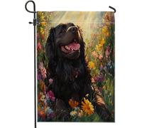 Drapeaux de jardin de printemps Terre-Neuve 30,5 x 45,7 cm pour extérieur, motif fleurs colorées, drapeau standard en lin pour maison, cour, jardin, pelouse, décoration extérieure