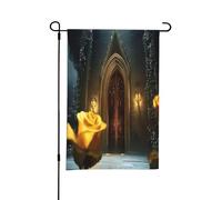 Drapeaux de jardin de printemps « The Rose in the Fairy Tale World » pour l'extérieur, parfaits pour les décorations de cour de Pâques et la décoration printanière extérieure