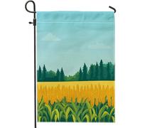 Drapeaux de jardin de récolte de maïs d'automne 30,5 x 45,7 cm pour l'extérieur, jolies cultures de champ, drapeaux verticaux standard en lin, ferme, campagne, cour, cour, pelouse, décoration