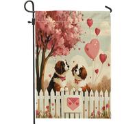 Drapeaux de jardin de Saint Bernard pour la Saint Bernard - 30,5 x 45,7 cm - Double face pour décoration extérieure, couple de ferme, chiot - Drapeau en toile pour animaux de compagnie - Petit drapeau