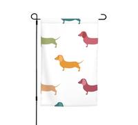 Drapeaux de jardin de vacances imprimés chiens teckels mignons 30,5 x 45,7 cm toutes saisons drapeau extérieur cour décoration pour patios