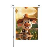 Drapeaux de jardin de vache laitière de dessin animé 28 x 40 cm double face, drapeaux de jardin pour l'extérieur, drapeaux de jardin de vacances