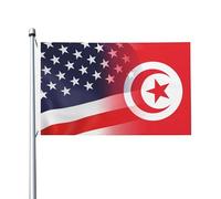 Drapeaux De Jardin Décalage Entre La Tunisie Et Les Usa Drapeaus Décoratif Couleurs Vives Drapeau Fierté Decoration Bannières Extérieure Pour Festivals Fête Défilé 90X152CM