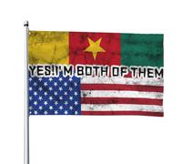 Drapeaux De Jardin Demi-Flag Américain Du Cameroun Décoratif Drapeaux Imprimé 2 Œillets Métalliques Bannière, Pour Les Bureaux, Les Défilés, Balcon, 90X150Cm