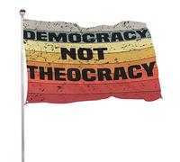 Drapeaux De Jardin Démocratie Et Non Théocratie Bannière Jardins Durable Bannières Extérieure Résistant Drapeaus Décoratif Pour Célébrations Défilé Balcon 90X152CM