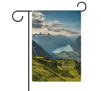 Drapeaux de jardin des Alpes suisses - 30,5 x 45,7 cm - Drapeau extérieur double face - Drapeau de cour d'été - Drapeau floral de bienvenue - Décorations de jardin saisonnières