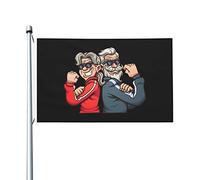 Drapeaux De Jardin Des Grands-Parents Très Cool Qui Plient Les Bras Drapeau De Bienvenue Personnalisés Lavable Bannière À Œillets, Pour Les Défilés, D'Intérieur, Jardin, 90X150Cm