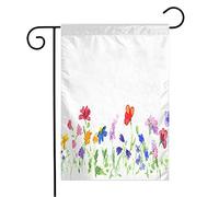 Drapeaux De Jardin Dessin Violet Belle Aquarelle Fleurs Sauvages Beauté Mode Fleur Bleu Couleurs Resistant Exterieur Bannière De Drapeaux, Pour D'Intérieur, Les Défilés, 30x45cm