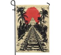 Drapeaux de jardin d'été en forme de pyramide égyptienne 30,5 x 45,7 cm double face pour décoration extérieure, motif vintage de l'Égypte tropicale, drapeau de maison, drapeau rétro cool pour