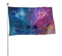 Drapeaux De Jardin Deux Visages De Loup Treer Drapeau Toutes Les Saisons Drapeau Extérieur Résiste Aux Intempéries Pelouse Drapeaux Pour Célébrations Balcon Fête M