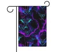 Drapeaux de jardin d'Halloween à motif de chauves-souris violettes et éclairs, double face, pour décoration extérieure, 32 x 47 cm