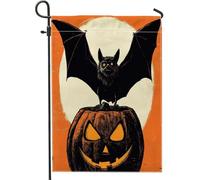 Drapeaux de jardin d'Halloween chauve-souris d'horreur 30,5 x 45,7 cm pour extérieur, esthétique, vintage, effrayant, citrouille effrayante, drapeau vertical en lin pour maison, cour, jardin, pelouse