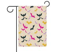 Drapeaux de jardin d'Halloween Chauves-souris Daisy Drapeau double face Drapeaux de vacances pour décoration extérieure 12,6 x 18,5 pouces