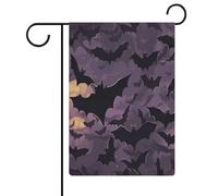 Drapeaux de jardin d'Halloween Chauves-souris Drapeau double face Drapeaux de vacances pour décoration extérieure 12,6 x 18,5 pouces