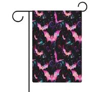 Drapeaux de jardin d'Halloween colorés à motif de chauves-souris, double face, pour décoration extérieure, 32 x 47 cm