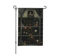 Drapeaux de jardin d'Halloween pour l'extérieur - 30,5 x 45,7 cm - Maison de poupée effrayante B - Drapeau doux pour chambre à coucher et intérieur - Drapeaux de cour double face pour décorations