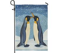 Drapeaux de jardin d'hiver en forme de pingouin antarctique de 30,5 x 45,7 cm pour extérieur, drapeau vertical standard en lin pour maison, drapeau étrange et amusant pour jardin, pelouse, décoration