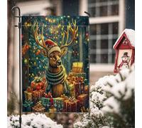 Drapeaux de jardin d'hiver « Merry Christmas » - 30,5 x 45,7 cm - Double face pour décoration extérieure, arbre de Noël amusant - Motif animal de Noël - Drapeau de maison - Happy Holiday Outdoor