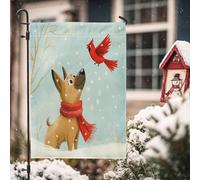 Drapeaux de jardin d'hiver pour chien malinois belge 30,5 x 45,7 cm double face pour l'extérieur, mignon chiot de Noël en toile standard, drapeaux d'extérieur pour animaux de compagnie, décoration de